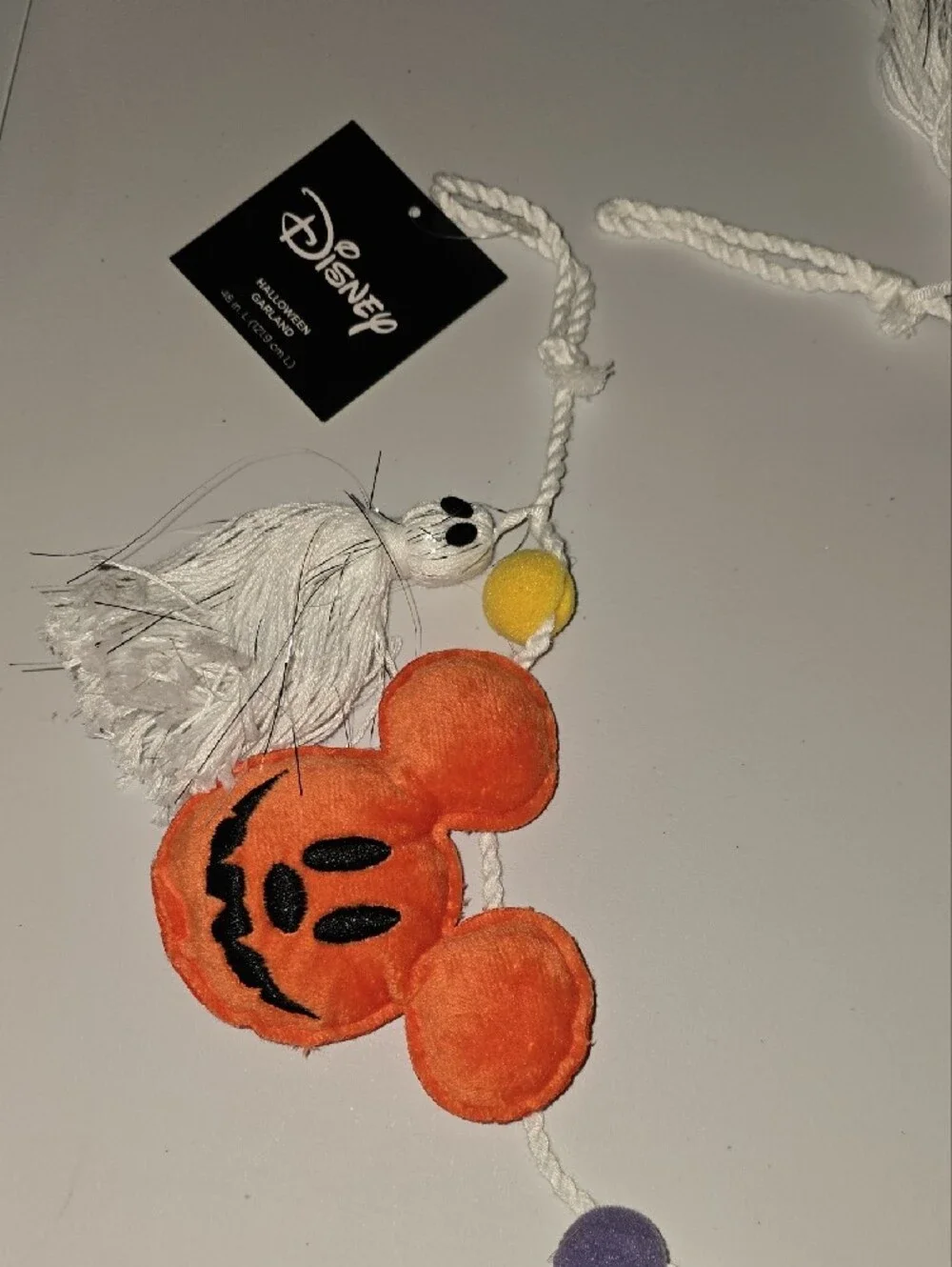 Disney Orange Pumpkin Mickey Garland with White Tassels